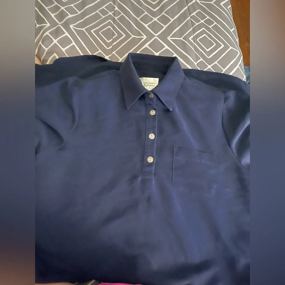 Christopher & Banks Blue Linen Dress Size 12 - Picture 2 of 9